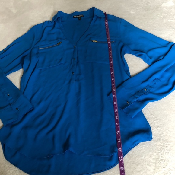 Express blue button down blouse - Picture 3 of 8